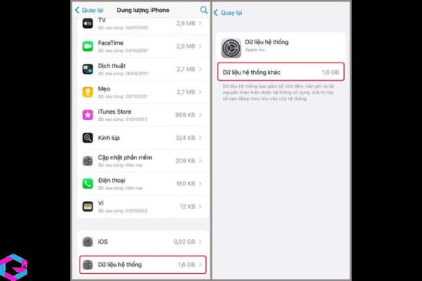 cách xoá dữ liệu hệ thống trên iPhone 