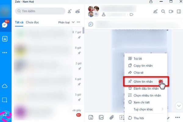 cách ghim tin nhắn trên Zalo