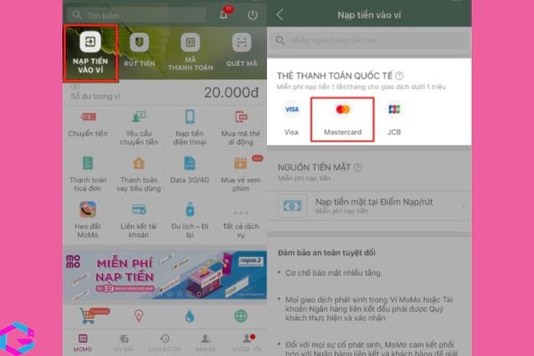cách nạp tiền vào MoMo