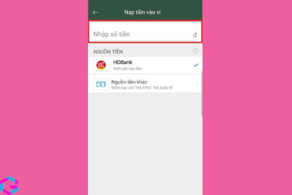 cách nạp tiền vào MoMo