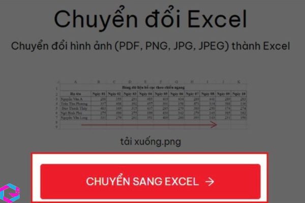 chuyển ảnh sang Excel