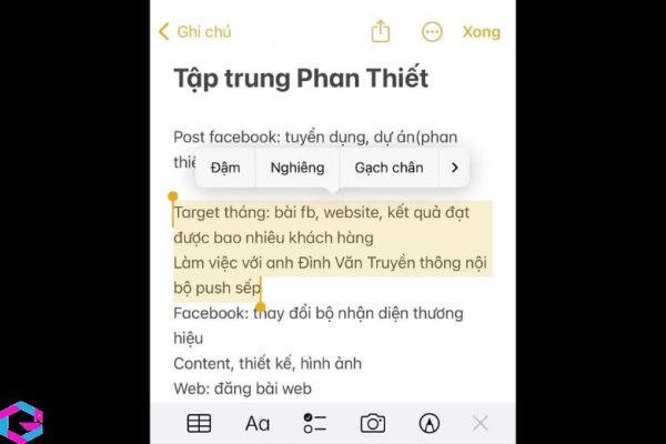 ghi chú trên iphone