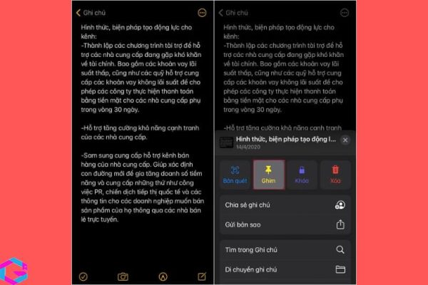 ghi chú trên iphone