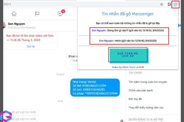 Cách xem tin nhắn đã thu hồi trên Messenger 