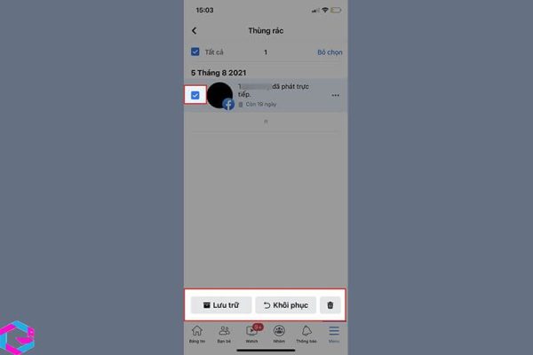 thùng rác facebook