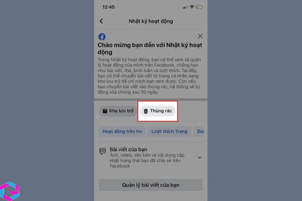 thùng rác facebook