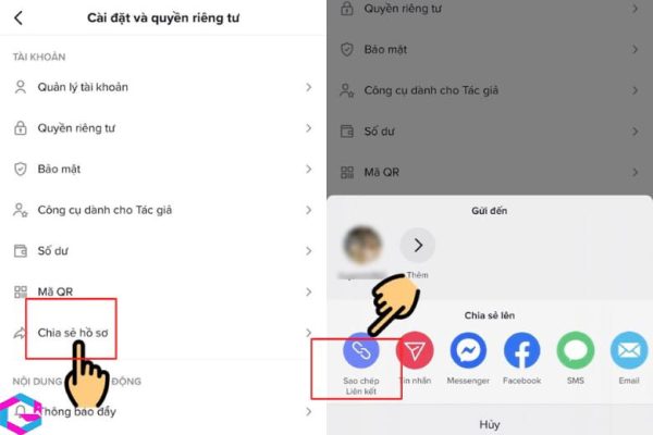 sao chép liên kết tiktok