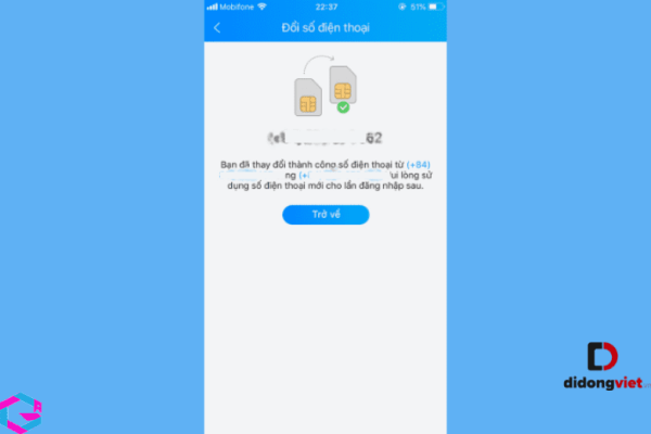đổi số điện thoại zalo 
