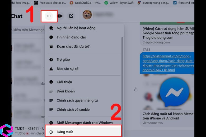 cách đăng xuất messenger