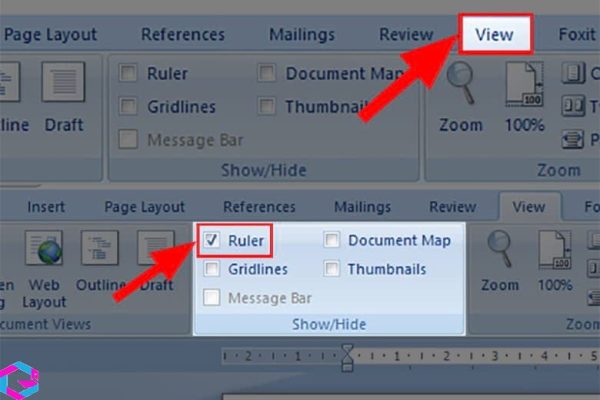 hiện thước trong Word 