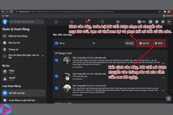 cách xóa bài viết trên facebook
