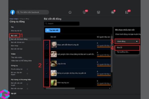 cách xóa bài viết trên facebook