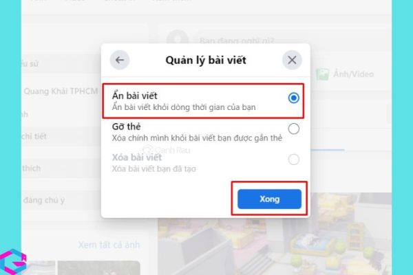 cách ẩn bài viết trên Facebook