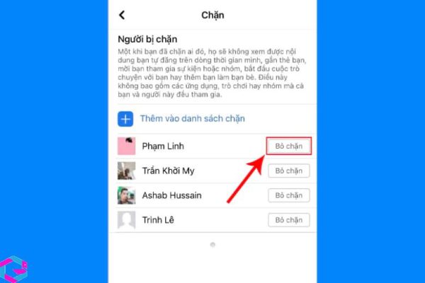 cách bỏ chặn Facebook