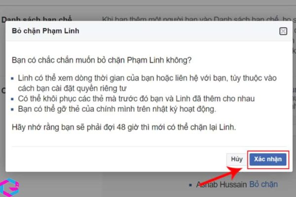 cách bỏ chặn Facebook