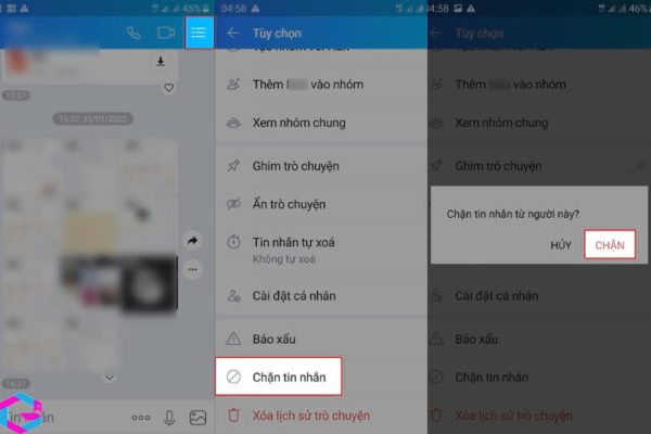 cách chặn và bỏ chặn trên zalo