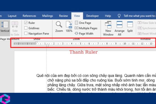 hiện thước trong Word 