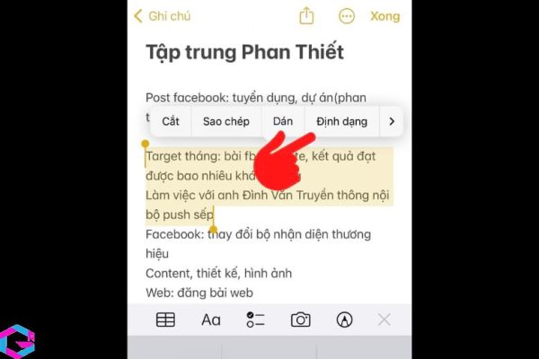 ghi chú trên iphone